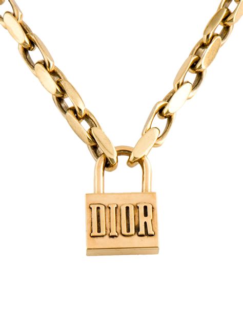 dior padlock necklace gold|christian dior chunky necklace.